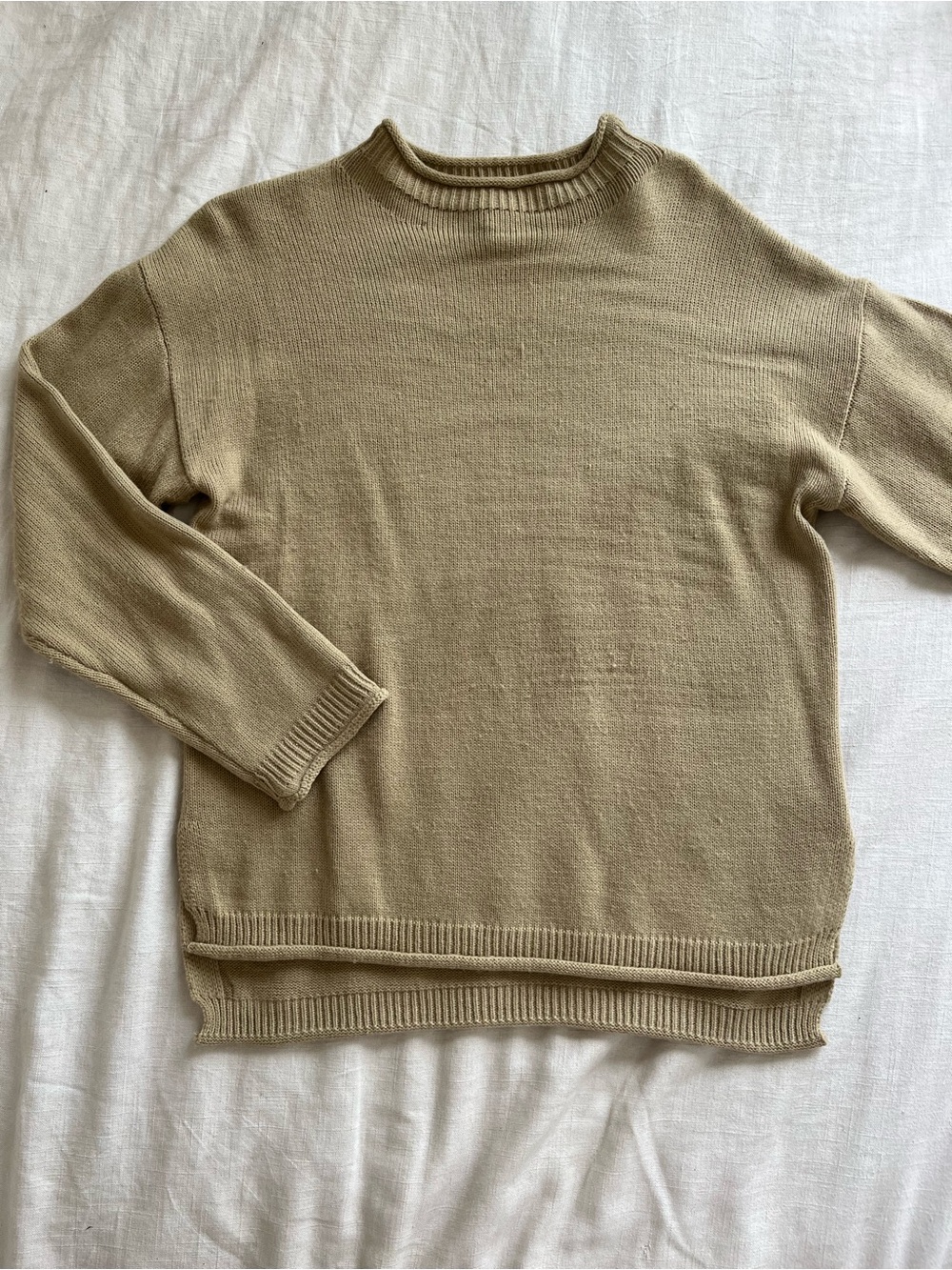 Shop Stevie Beige Knit Crewneck Sweater